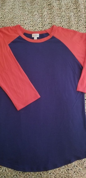 Lularoe Randy Blue/Red Large Raglan - Picture 2 of 3